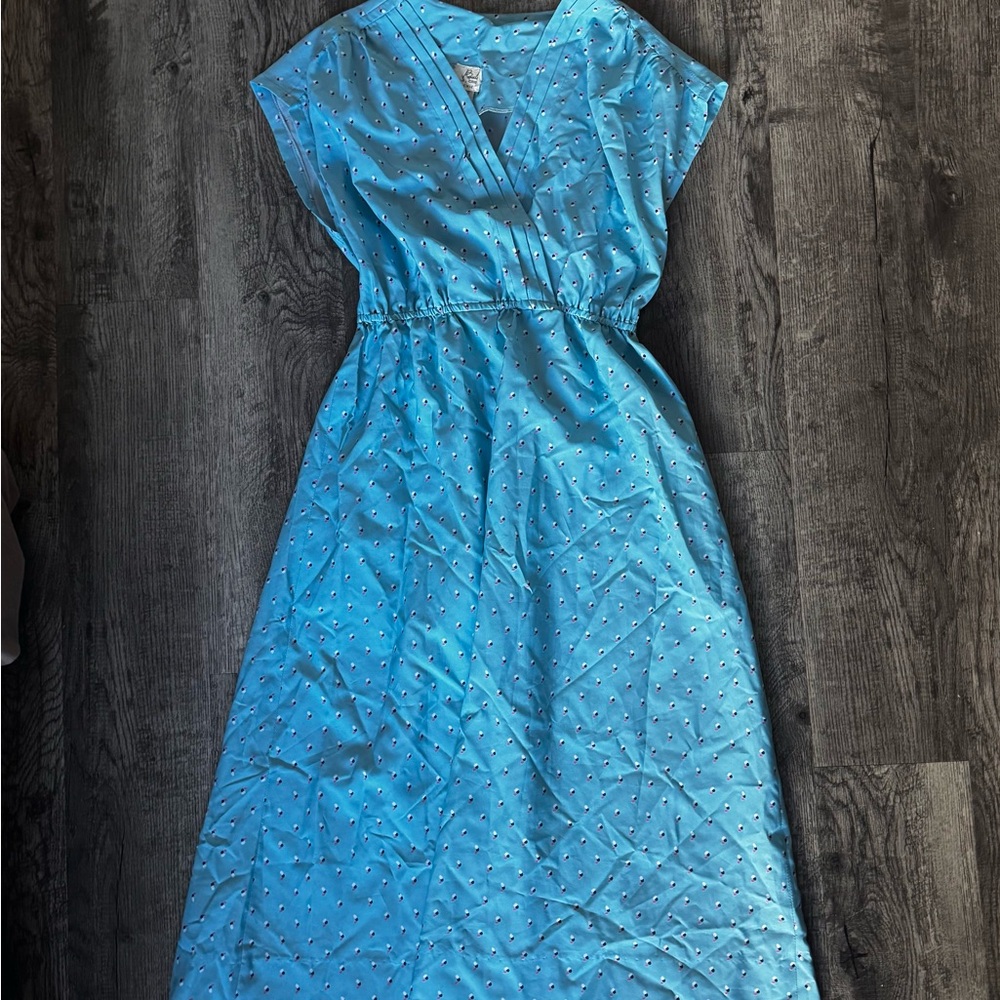 Blue Maxi Dress with White Dots